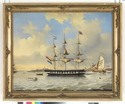 graphics/mmr/P1101_EvS81-289H.jpg; P1101; Het koopvaardijfregat 'Baron van der Capellen' voor anker liggend op de Maas te Rotterdam; schilderij
