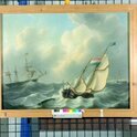 graphics/mmr/coll/P1630-3_6X6KLNEG.jpg; P1630; Loodsrinkelaar en oorlogsfregat; schilderij