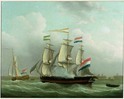 graphics/mmr/korff/P1047_pk.jpg; P1047; Fregatschip 'Rotterdams Welvaren' op de Maas te Rotterdam; schilderij